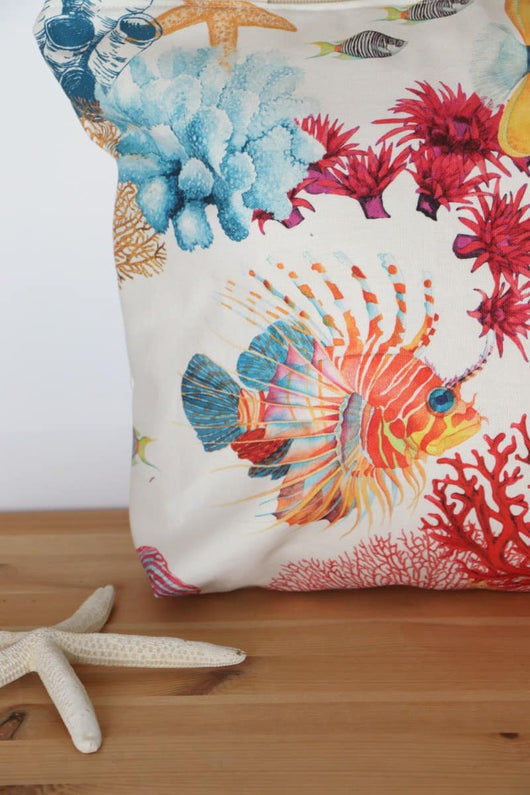 bolsa playa con bolsillo interior con cremallera