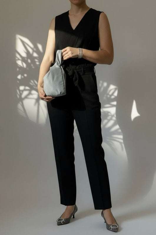 bolso teciopelo gris artesanal