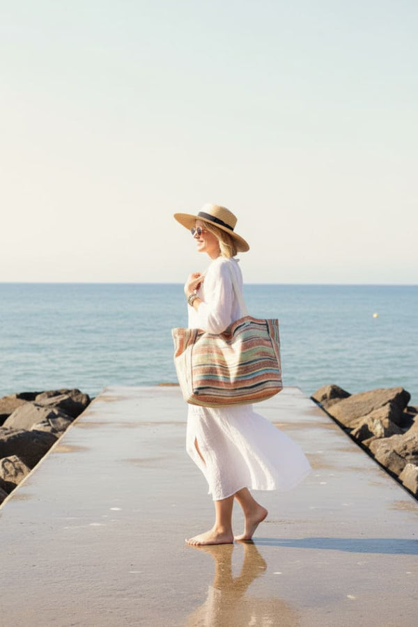 Bolso de playa de nailon extra grande, bolsa de malla transparente para