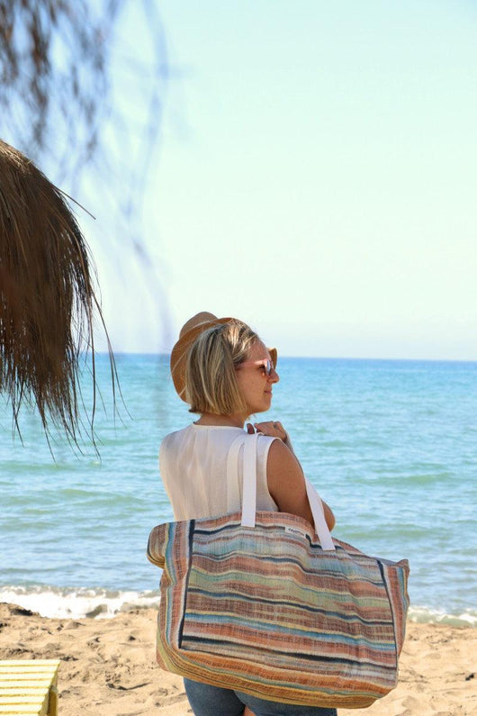 Maxi bolso playero tela Bolsa familiar con cremallera