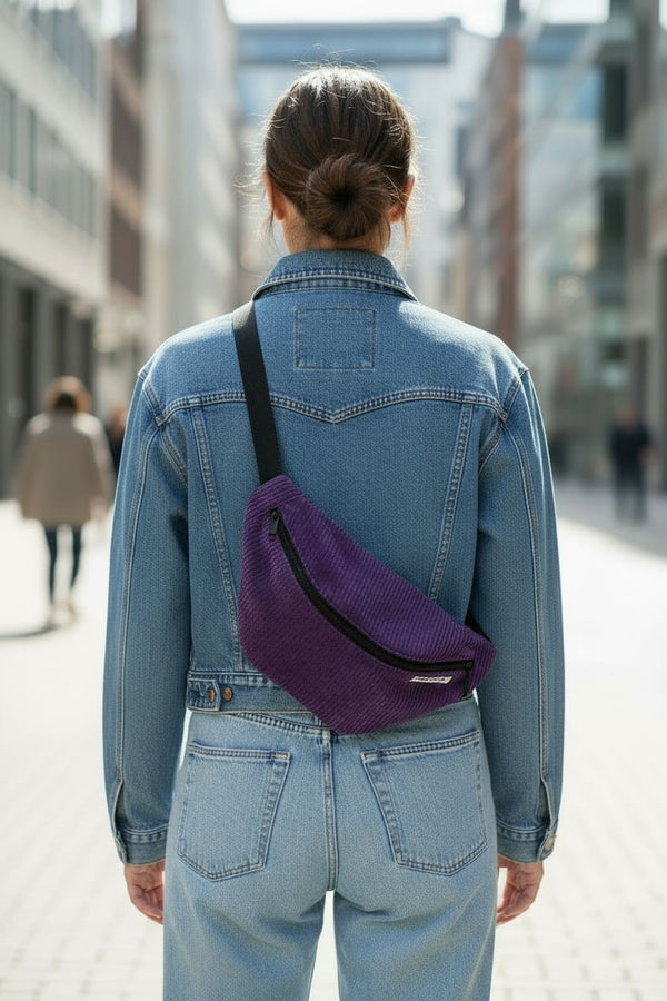 Riñonera bandolera pana Morada