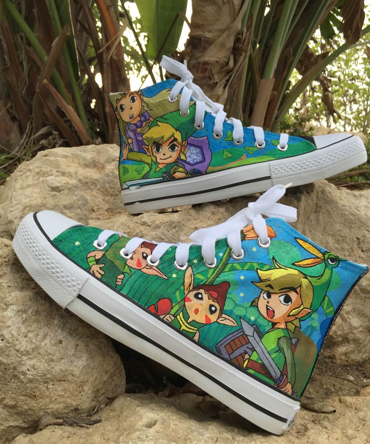Zapatillas personalizadas Zelda pintura. Zapas tela pintada – Patadekoala